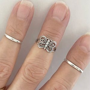 Sterling Silver Butterfly Midi Ring Toe Ring